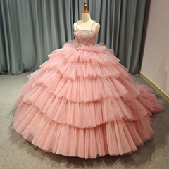 Tiered Spaghetti Straps Quinceanera Dress Ball Gown Sweet 16 Dress