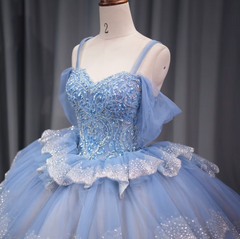 Tiered Spaghetti Straps Quinceanera Dress Off The Shoulder Ball Gown Sweet 16 Dress