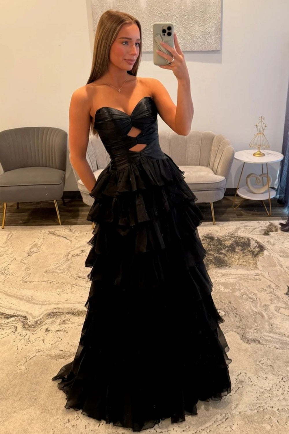 Trendy A Line Sweetheart Hot Pink Long Prom Dress With Ruffles Keyhole Formal Evening Gown