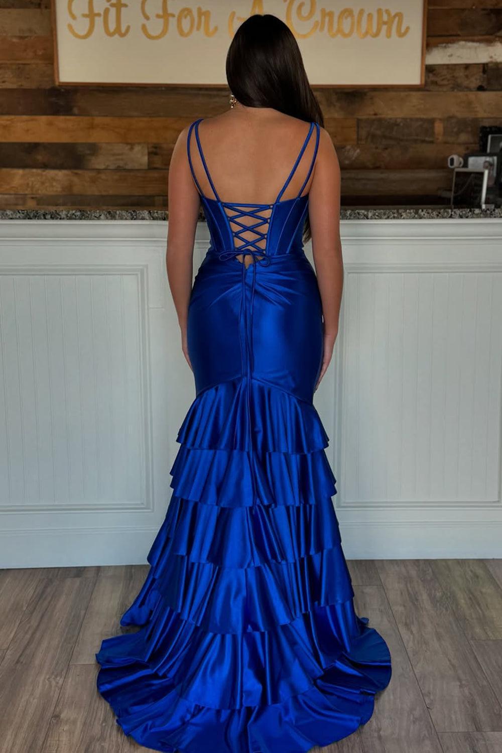 Trendy Mermaid V-Neck Sage Green Long Prom Dress With Ruffles Formal Evening Gown