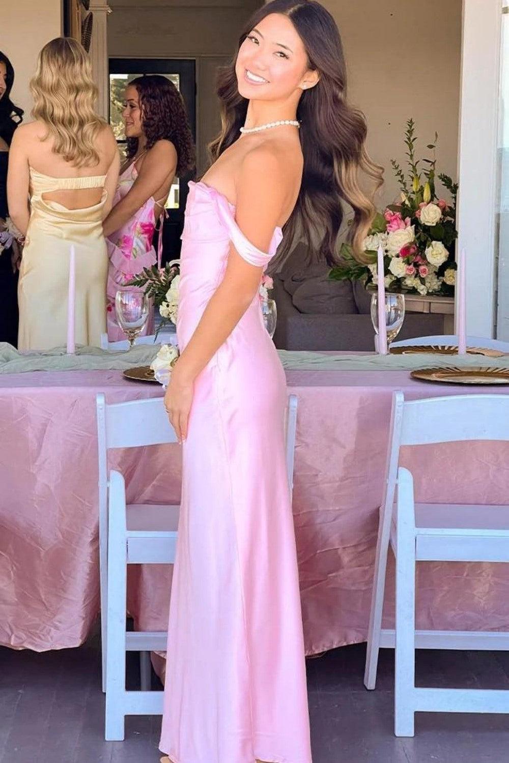 Trendy Sheath Off The Shoulder Lilac Prom Dress With Ruched Formal Evening Gown