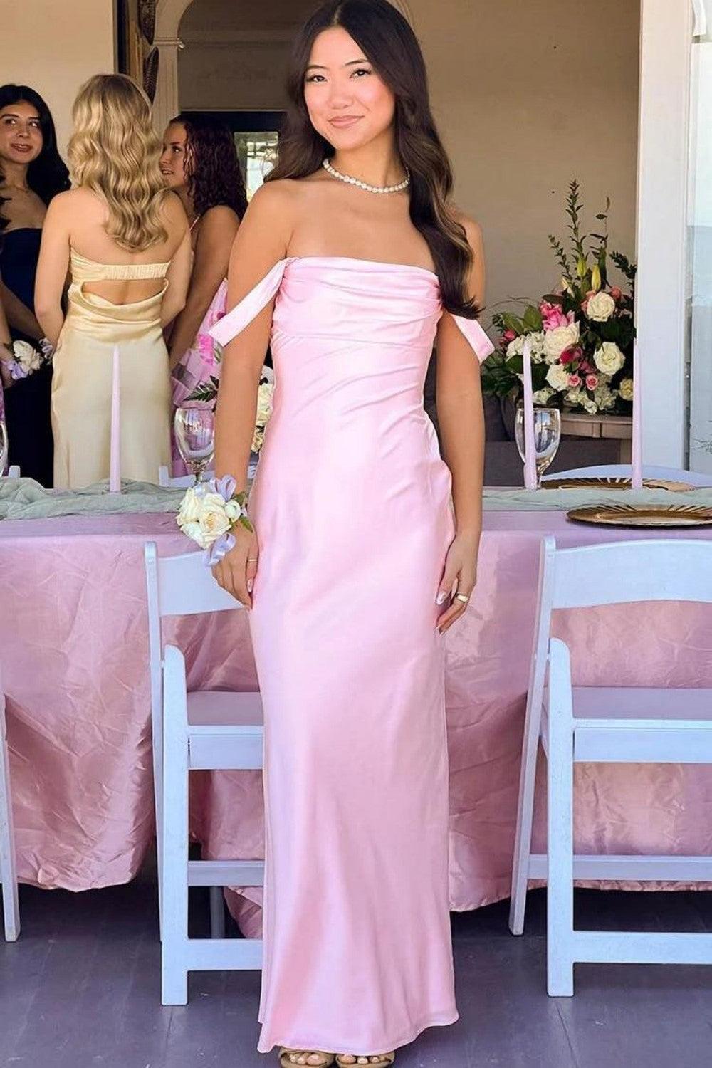 Trendy Sheath Off The Shoulder Lilac Prom Dress With Ruched Formal Evening Gown