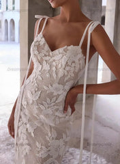 Trumpet Mermaid Sweetheart Court Train Lace Tulle Wedding Dress with Appliques