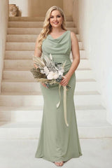Trumpet/Mermaid Cowl Neck Sleeveless Ruched Plus Size Bridesmaid Dresses