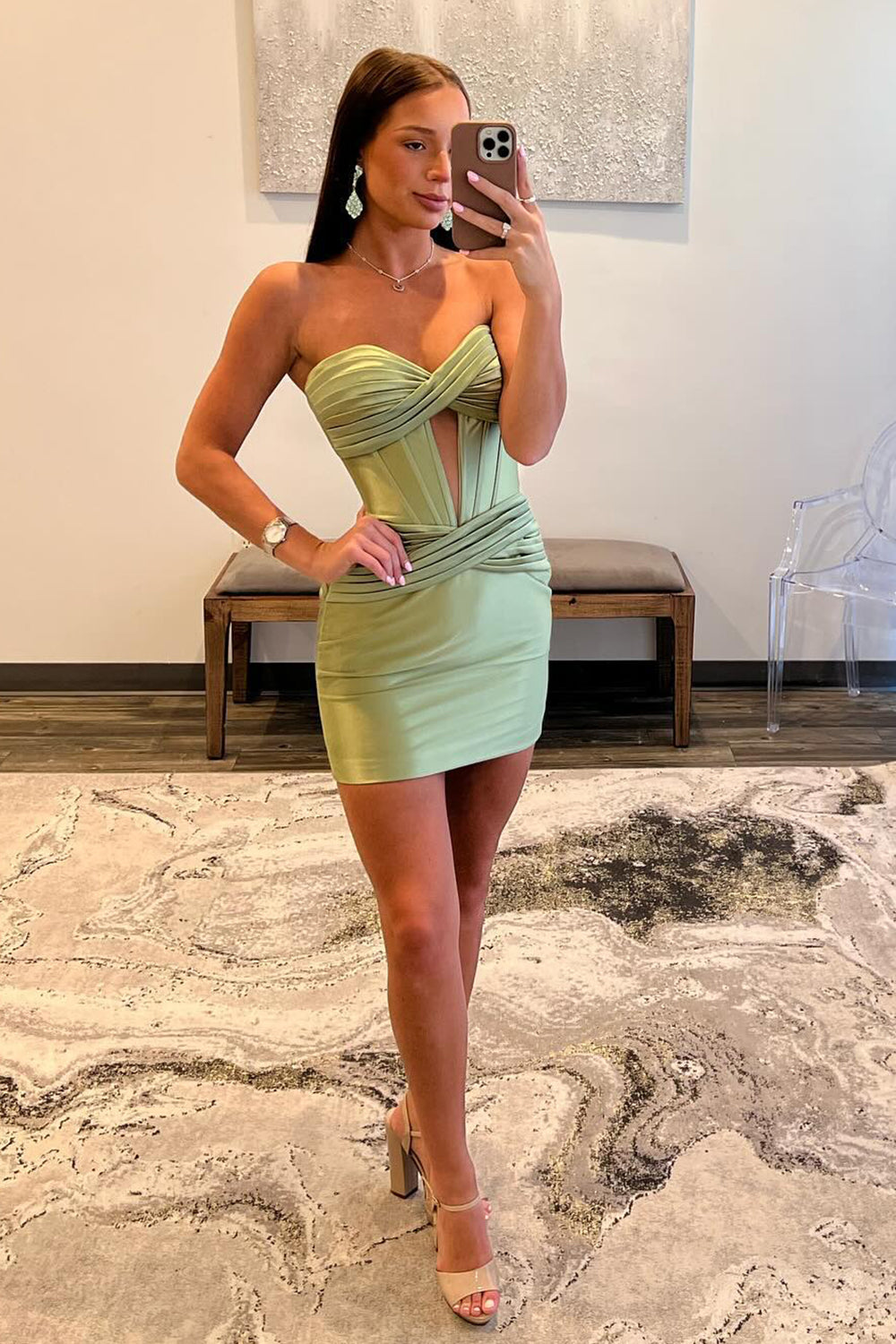Turquoise Homecoming Dress Corset Keyhole Tight Short Prom Dress with Ruffles
