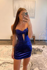 Turquoise Homecoming Dress Corset Keyhole Tight Short Prom Dress with Ruffles
