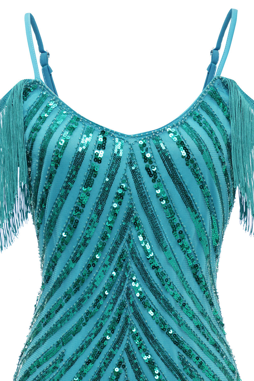 Turquoise Homecoming Dress Tight Sequin Short Prom Dress with Fringes