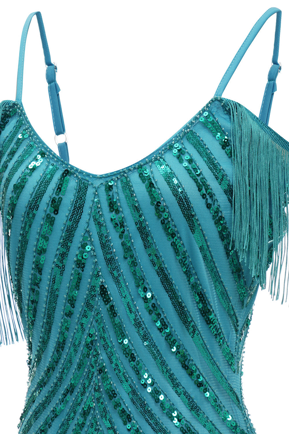 Turquoise Homecoming Dress Tight Sequin Short Prom Dress with Fringes