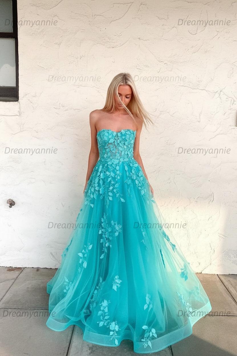Orange Prom Dress Sweetheart Long Evening Dress with Appliques