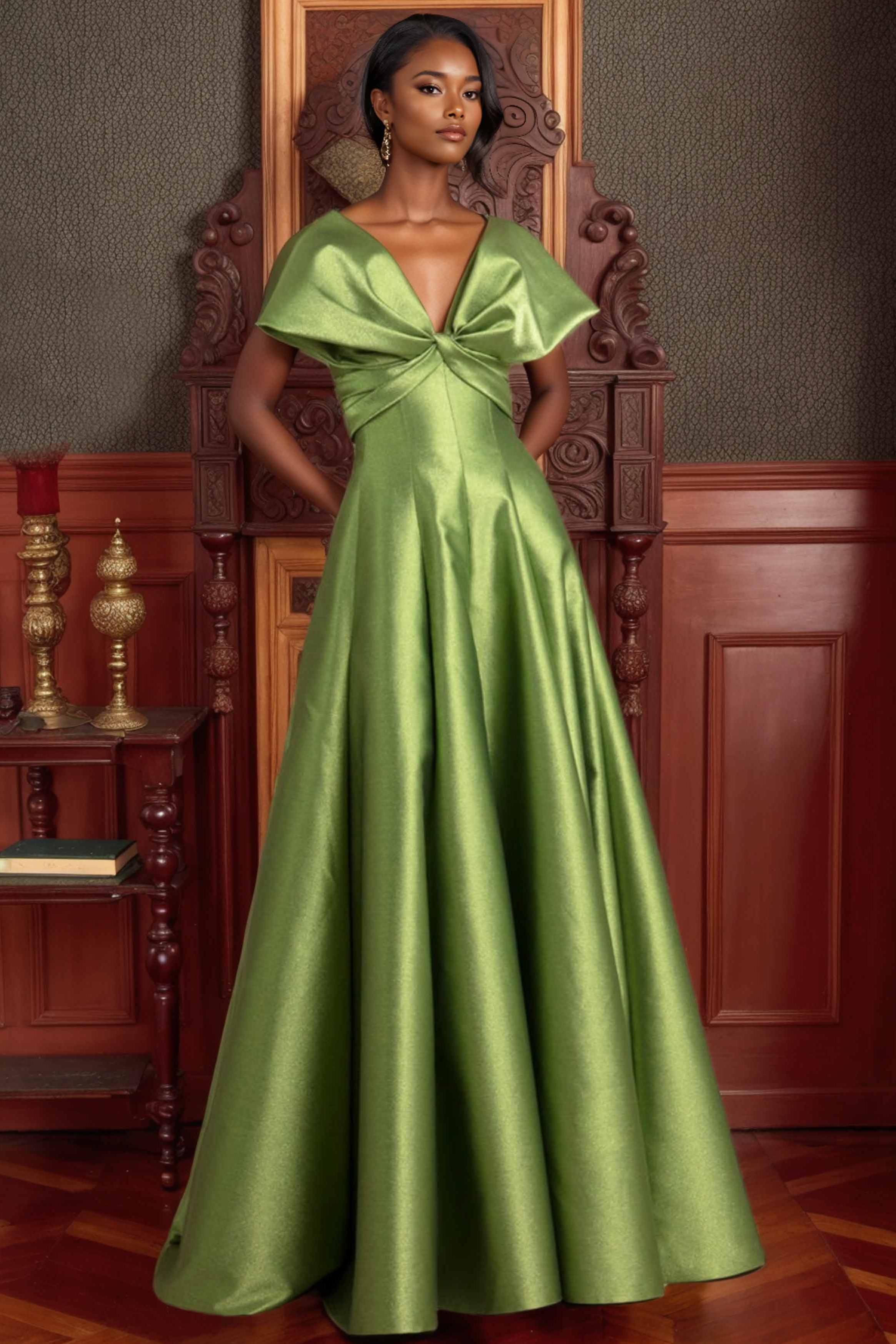 Unique V Neck Sleeveless A Line Mother Of The Bride Dresses with Ruffles