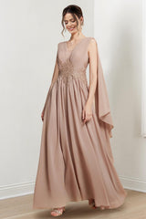 V Neck A Line Long Dresses for the Mother of the Bride