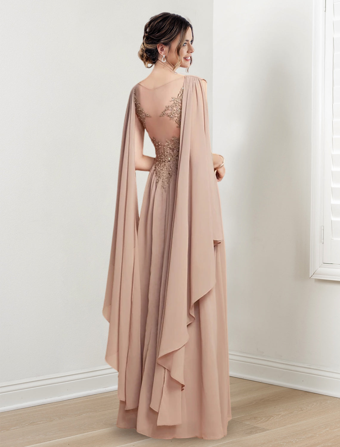 V Neck A Line Long Dresses for the Mother of the Bride