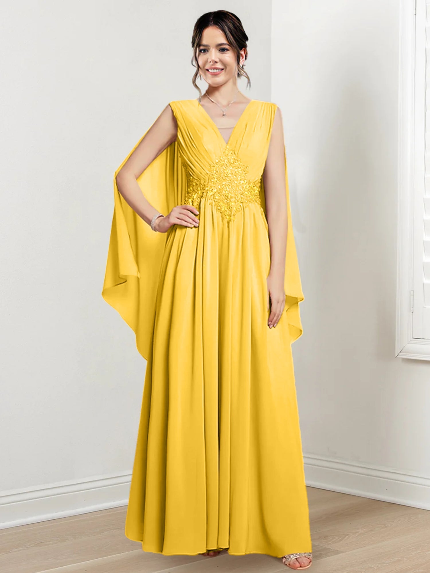 V Neck A Line Long Dresses for the Mother of the Bride