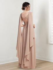 V Neck A Line Long Dresses for the Mother of the Bride