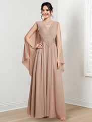 V Neck A Line Long Dresses for the Mother of the Bride