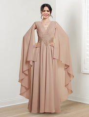 V Neck A Line Long Dresses for the Mother of the Bride