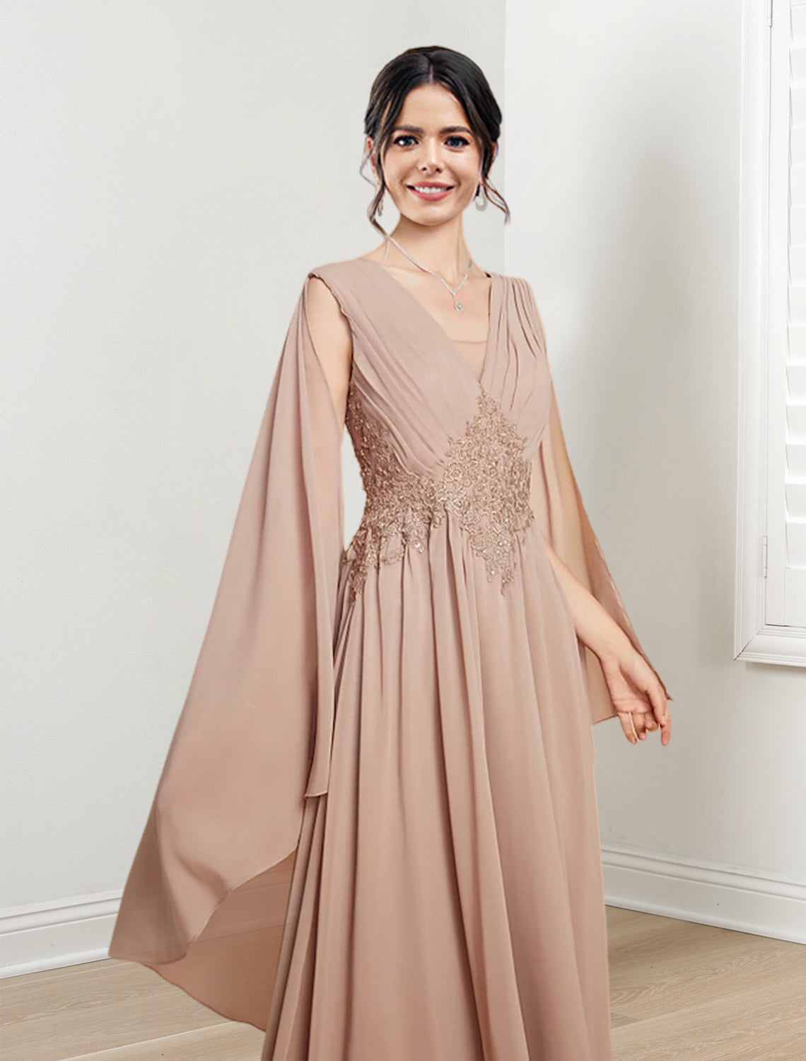 V Neck A Line Long Dresses for the Mother of the Bride