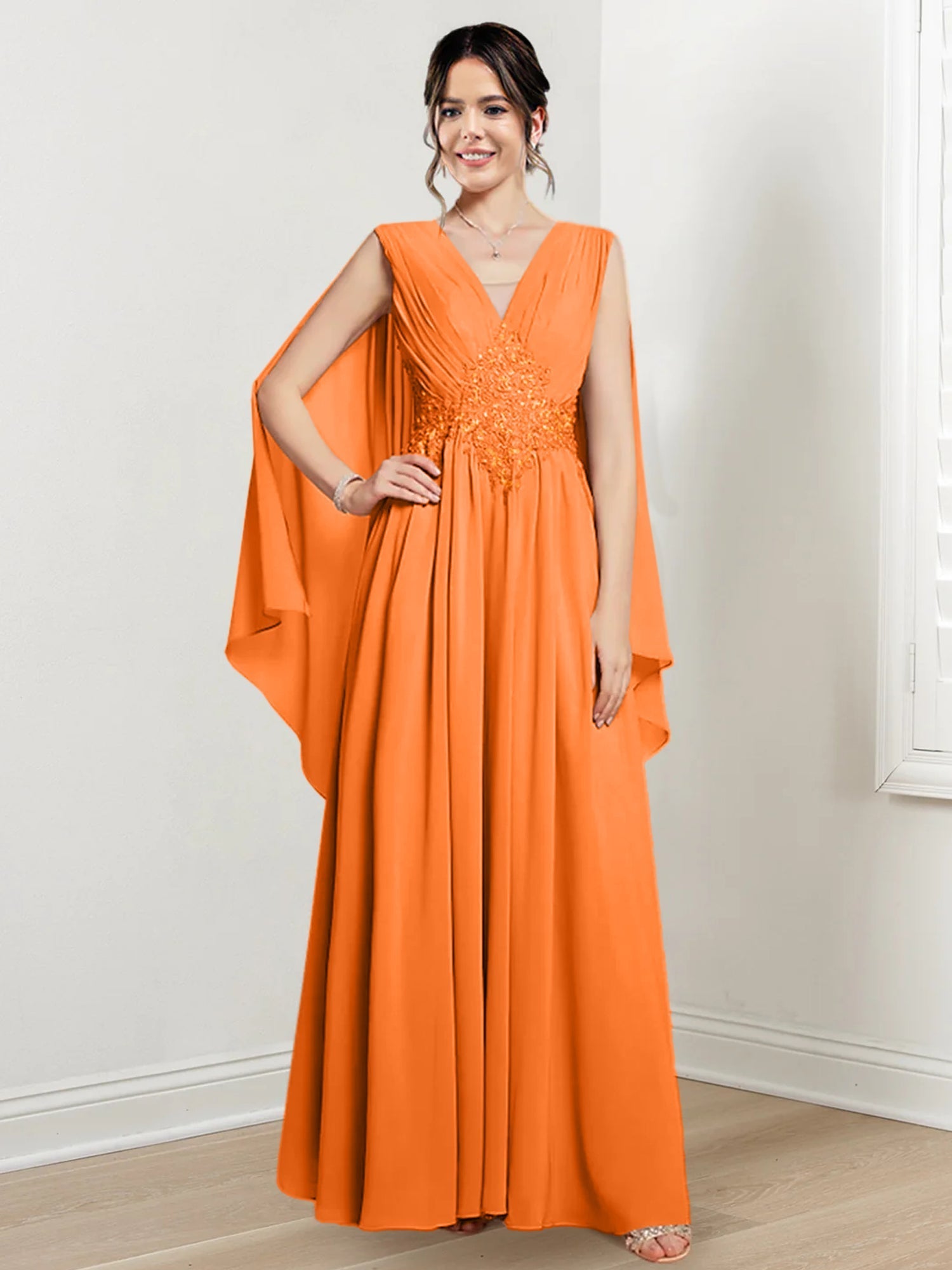 V Neck A Line Long Dresses for the Mother of the Bride