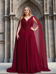 V Neck A Line Mother of the Bride Dresses Featuring Applique