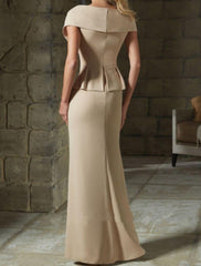 V Neck Belted Mother of the Bride Sheath Column Dresses