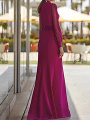 V Neck Belted Sheath Column Dresses for the Mother of the Bride