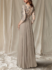 V Neck Long A Line Gown for the Mother of the Bride
