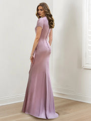 V Neck Long Mermaid Trumpet Mother of the Bride Dresses with Ruffles