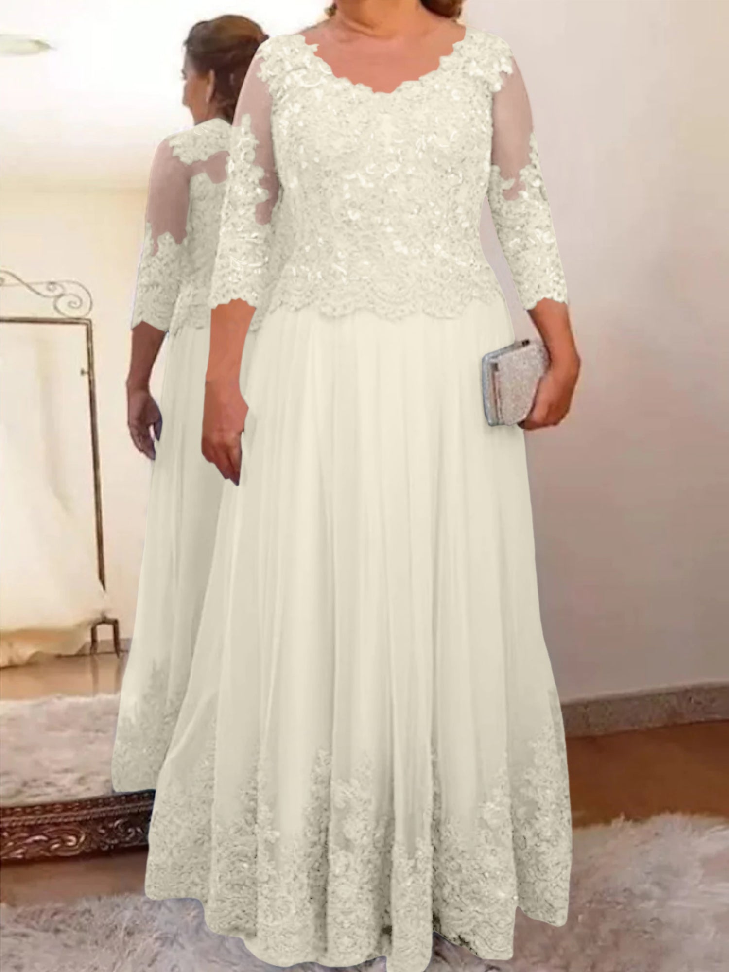 V Neck Satin A Line Mother of the Bride Dresses with Ruched Details
