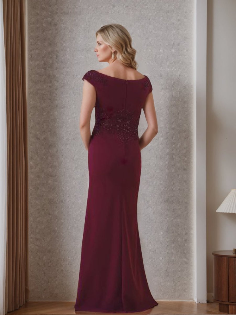 V Neck Sleeveless Sheath Column Mother Of The Bride Dresses Featuring Appliques