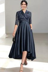 V Neck Tea Length Sheath Column Dresses for the Mother of the Bride