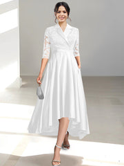 V Neck Tea Length Sheath Column Dresses for the Mother of the Bride