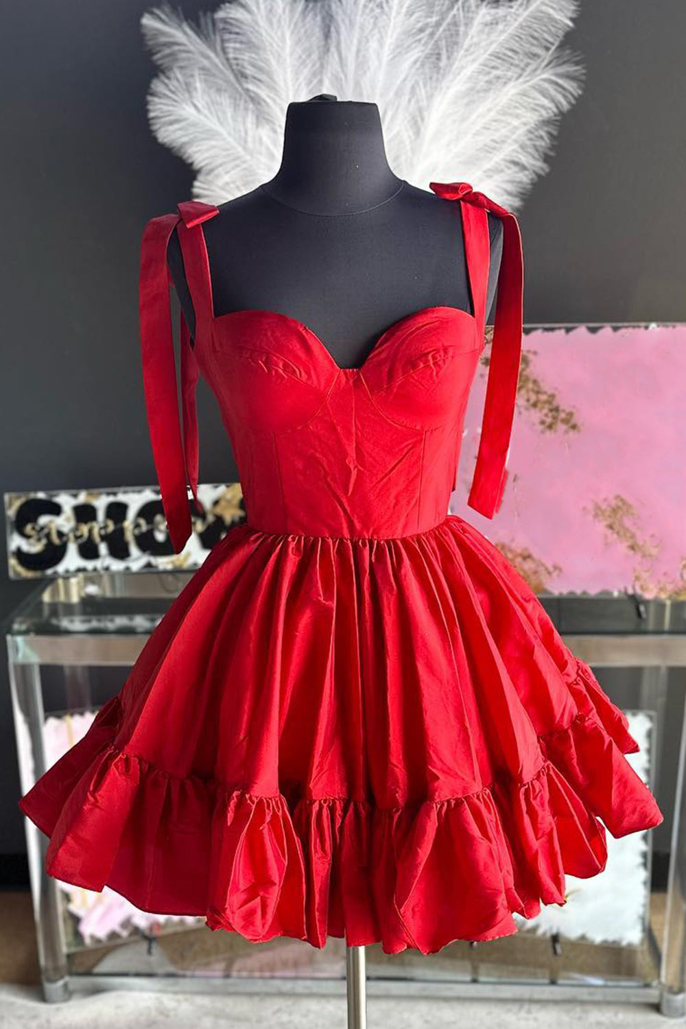 Pink Ruched Corset A-Line Short Homecoming Dress