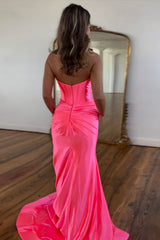 Fuchsia Mermaid Sweetheart Long Prom Dress with Slit