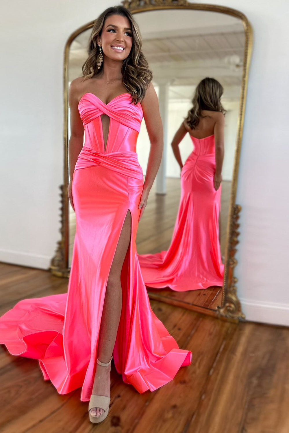 Fuchsia Mermaid Sweetheart Long Prom Dress with Slit