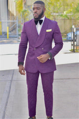 Chic Purple 2-Piece Shawl Lapel Men's Prom Suit