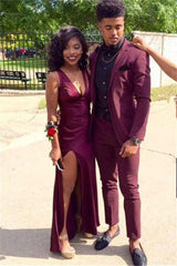 Elegant Notched Lapel Purple 2-Piece Men's Prom Suit