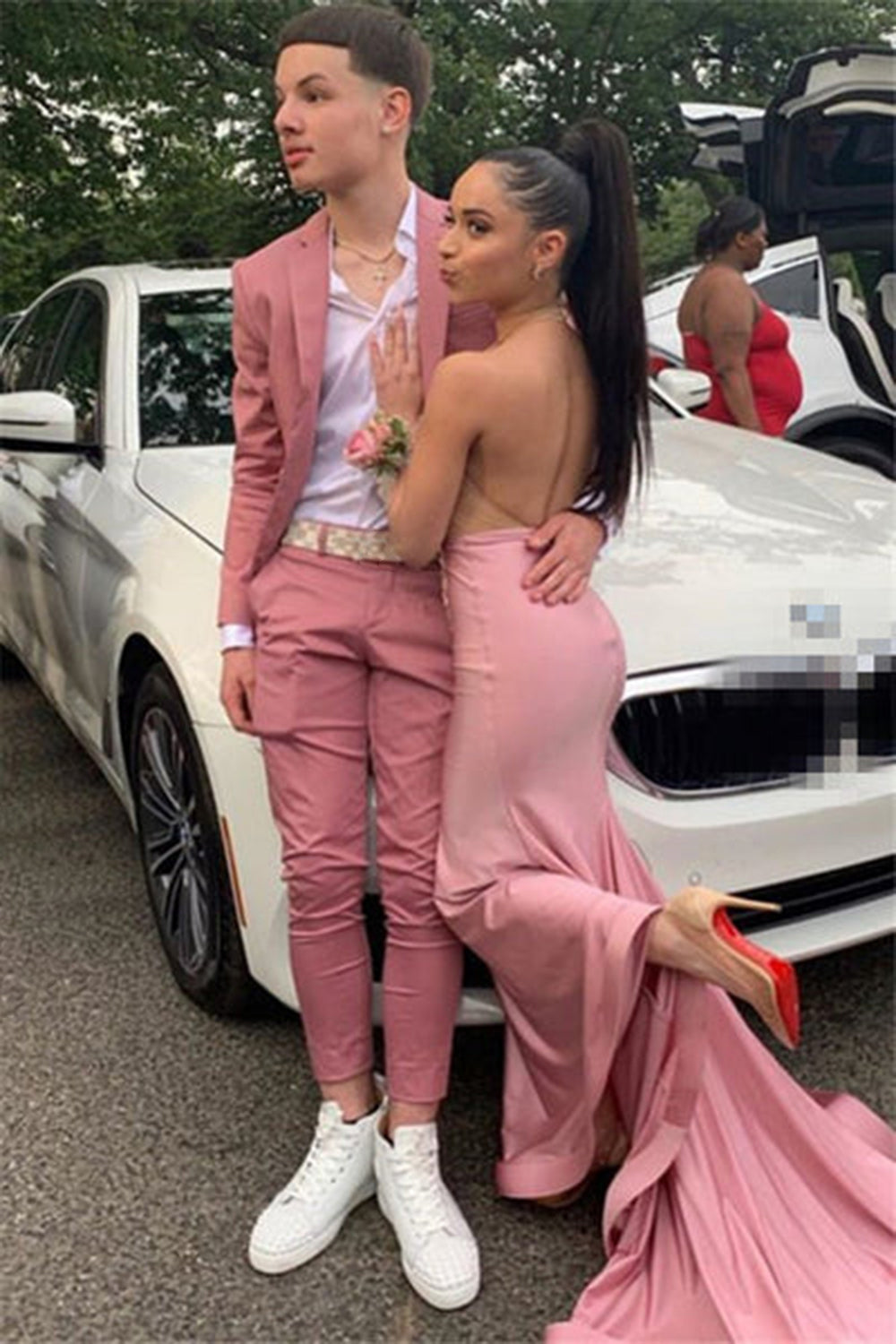 Chic Notched Lapel Pink 2-Piece Men's Prom Suit