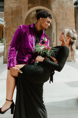 Trendy Purple 2-Piece Notched Lapel Velvet Men's Prom Suit