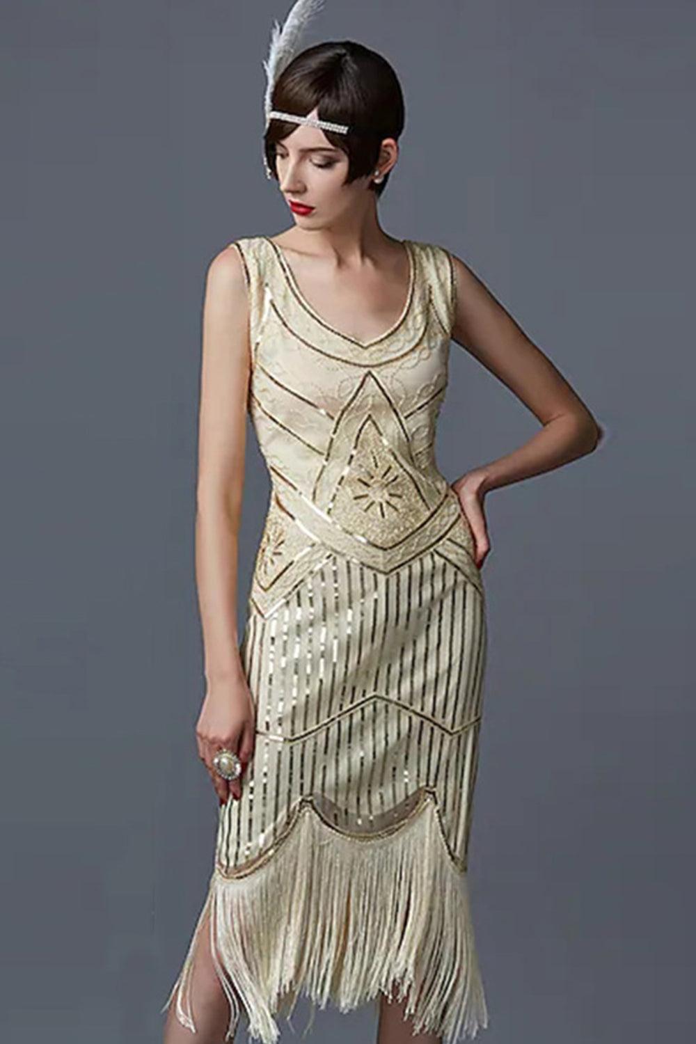 white gatsby dress Dreamyannie Women Black 1920s Dress Scoop Neck Sleeveless Gatsby Dress with Fringe