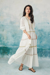 White Boho Maxi Long Sleeve Holiday Dress