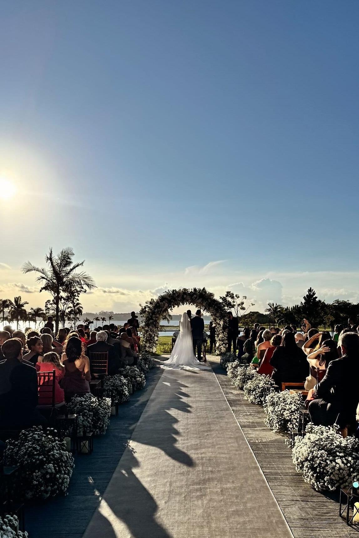 White Wedding Dress A Line Long Sleeves Beaded Lace Capel Train Long Bridal Gown