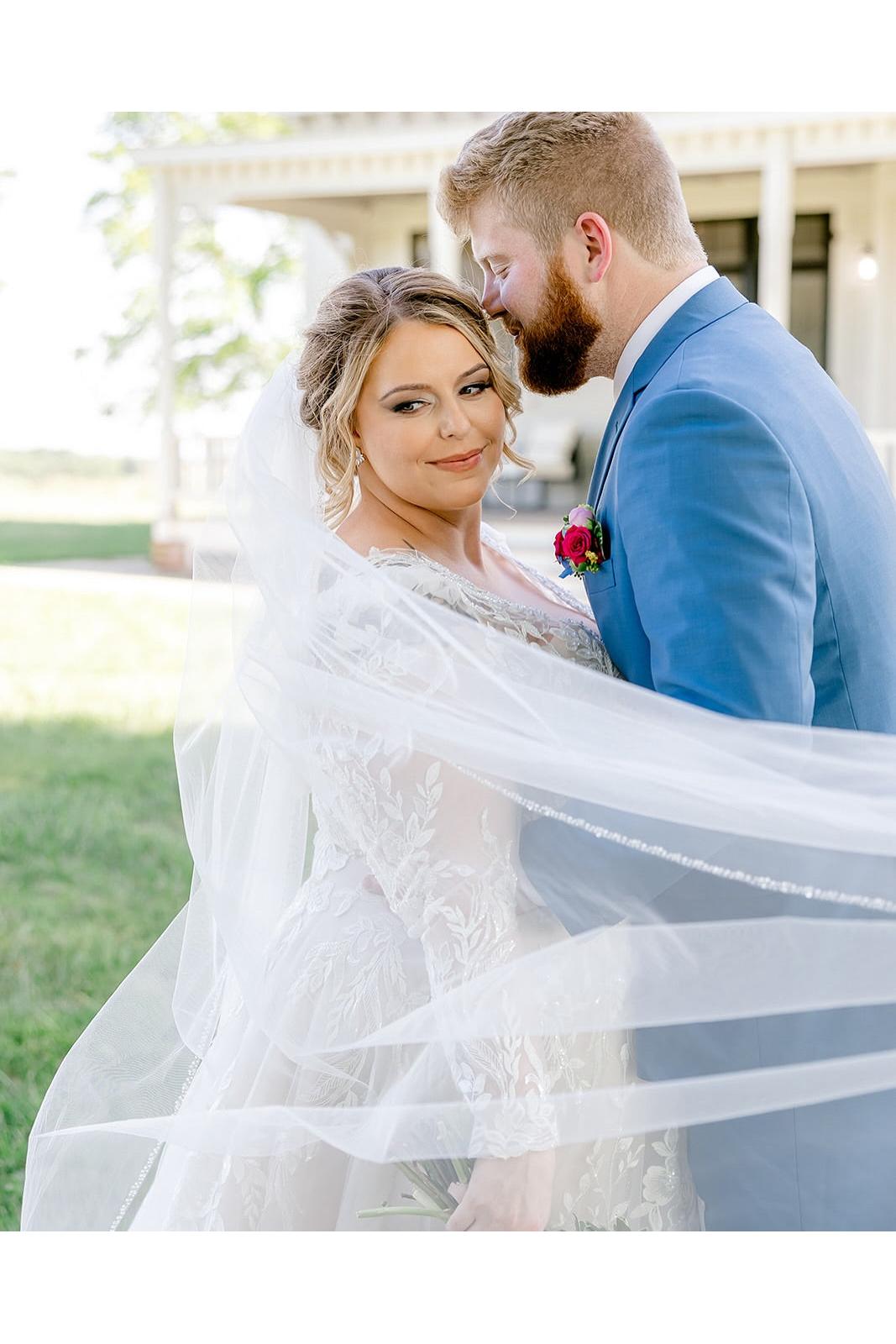 White Wedding Dress A Line V Neck Long Sleeves Lace Chapel Train Bridal Gown With Appliques