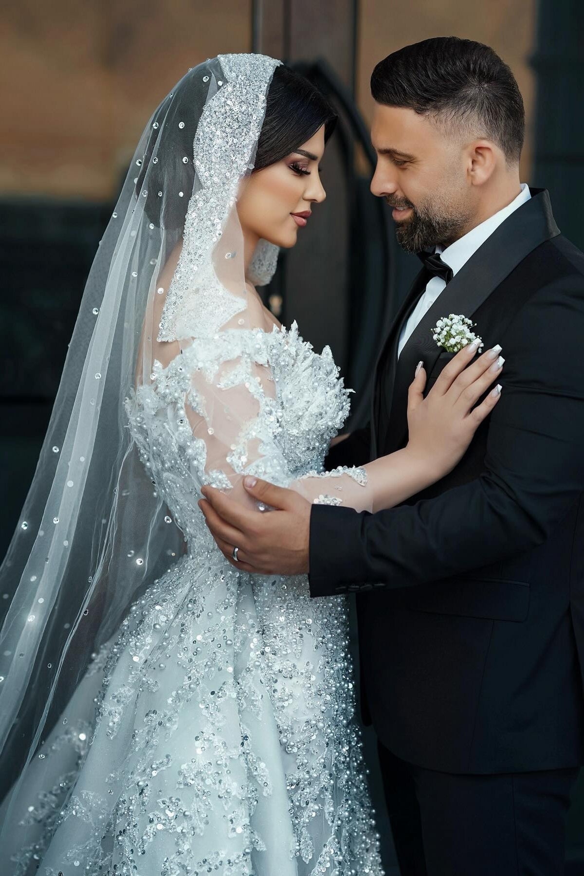 White Wedding Dress Mermaid Off The Shoulder Beaded Sequined Detachable Panel Train Tulle Bridal Gown