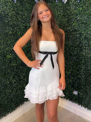 Strapless Bodycon Chiffon Short Homecoming Dress with Ruffles