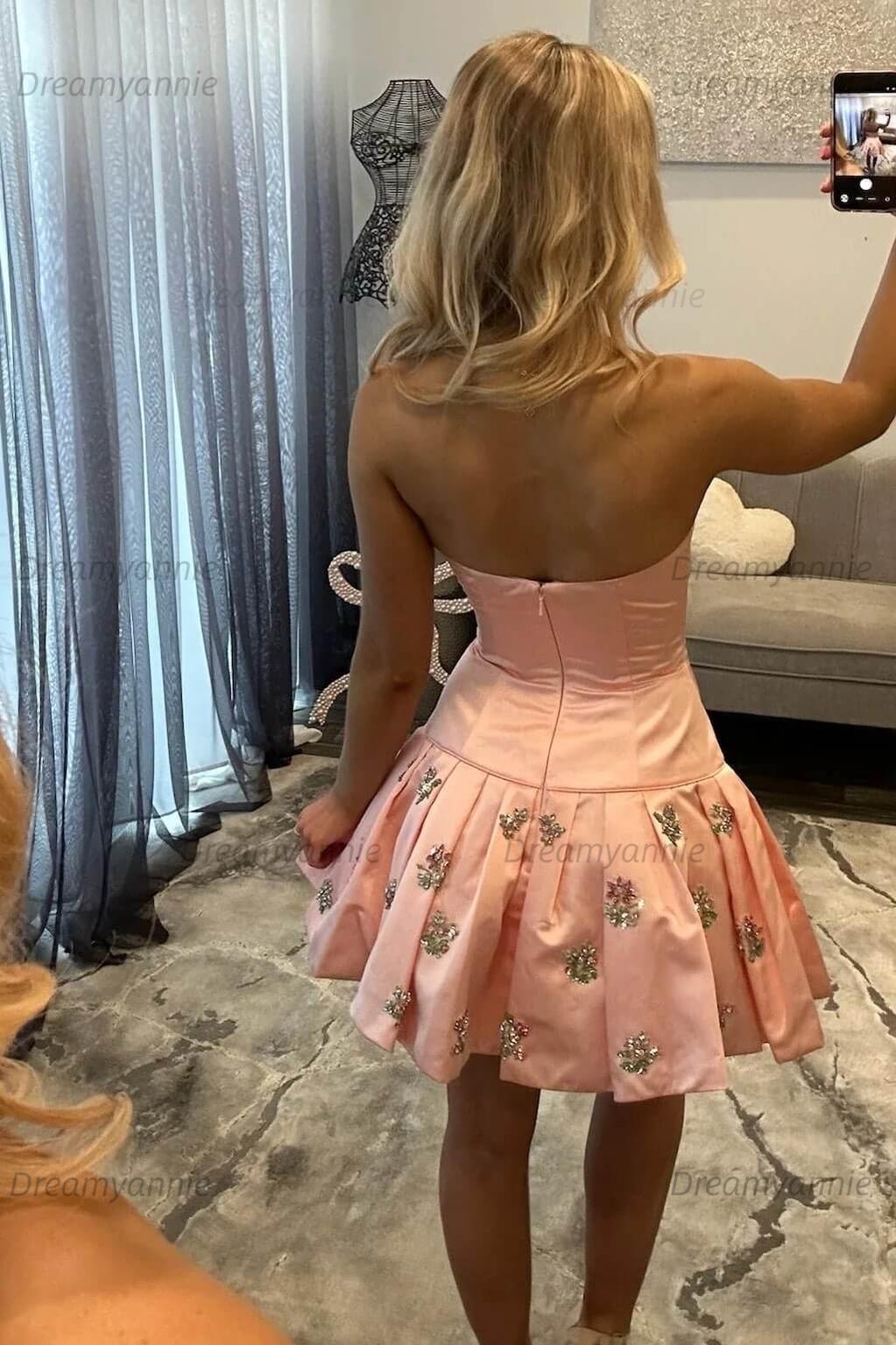 Halter Pearl Beaded Tiered Homecoming Dresses Mini Cocktail Dresses