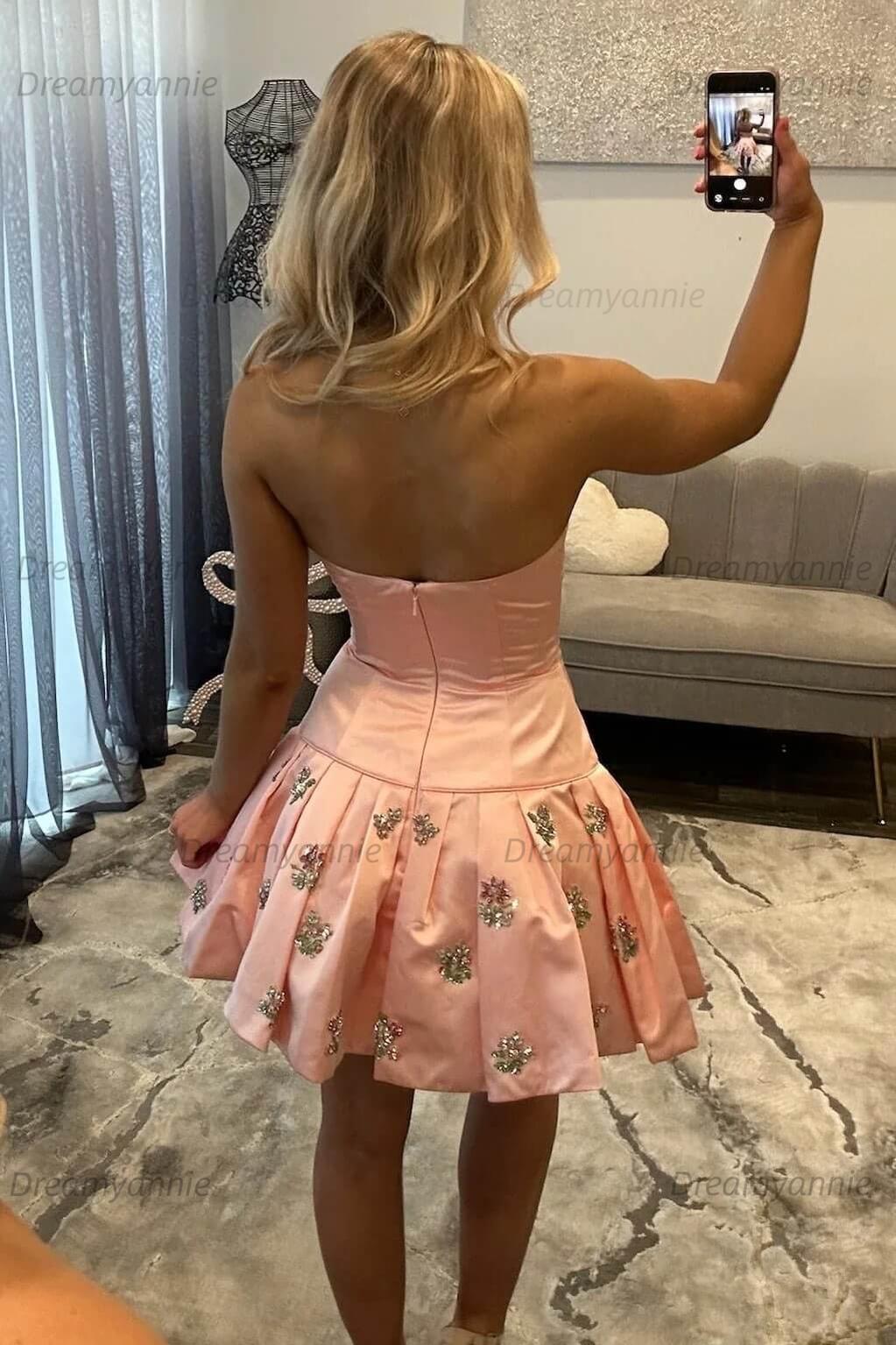 Halter Pearl Beaded Tiered Homecoming Dresses Mini Cocktail Dresses