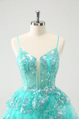 Sparkly Green Tiered Sequins Corset Short Homecoming Dress