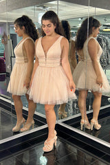 Yellow Homecoming Dress Beaded Sequin A-Line Short Prom Dress