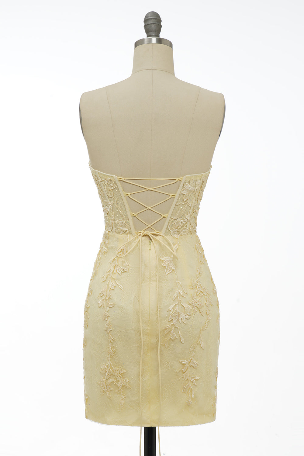 Yellow Homecoming Dress Tight Short Prom Dress with Appliques