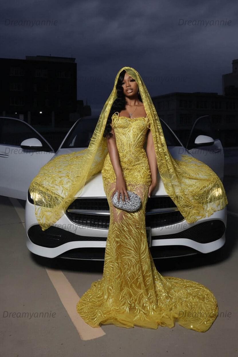 Strapless Silver Prom Dress Sequined Tulle Mermaid Formal Evening Dress